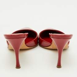 Pre Owned Sergio Rossi Red Patent Leather Pointed Toe Mules Size 35.5