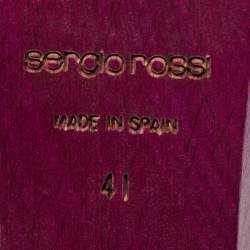 Pre Owned Sergio Rossi Purple Patent Leather Wooded Platform Sandals Size 41