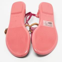 Pre Owned Sergio Rossi Multicolor Jelly and Leather Flat Sandals Size 38