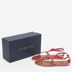 Pre Owned Sergio Rossi Multicolor Jelly and Leather Flat Sandals Size 38