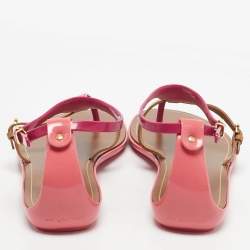 Pre Owned Sergio Rossi Multicolor Jelly and Leather Flat Sandals Size 38