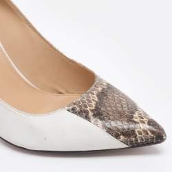 Pre Owned Sergio Rossi Multicolor Leather and Python Pumps Size 36.5