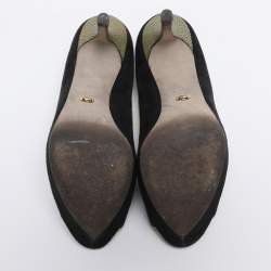 Pre Owned Sergio Rossi Black Suede Peep Toe Platform Pumps Size 40