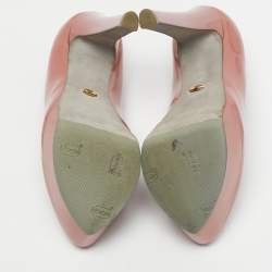 Pre Owned Sergio Rossi Metallic Patent Leather Round Toe Platform Pumps Size 38