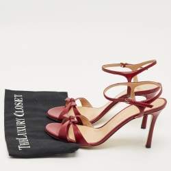 Pre Owned صندل بكعب رفيع سيور كاحل سيرجيو روسي جلد مكشكش رمادي معدني مقاس 40