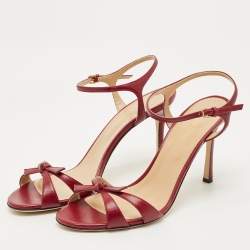 Pre Owned صندل بكعب رفيع سيور كاحل سيرجيو روسي جلد مكشكش رمادي معدني مقاس 40