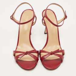 Pre Owned صندل بكعب رفيع سيور كاحل سيرجيو روسي جلد مكشكش رمادي معدني مقاس 40