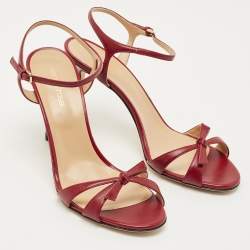 Pre Owned صندل بكعب رفيع سيور كاحل سيرجيو روسي جلد مكشكش رمادي معدني مقاس 40