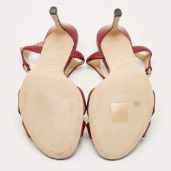 Pre Owned صندل بكعب رفيع سيور كاحل سيرجيو روسي جلد مكشكش رمادي معدني مقاس 40