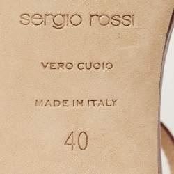 Pre Owned صندل بكعب رفيع سيور كاحل سيرجيو روسي جلد مكشكش رمادي معدني مقاس 40