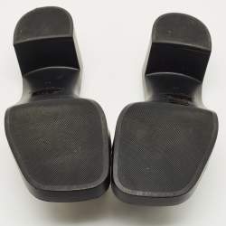 مملوكة مسبقًا Sergio Rossi Black Rubber Crystal Embellished Block Heel Slides Size 40