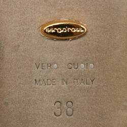 Pre Owned Sergio Rossi Green Patent Leather Peep Toe Slingback  Pumps Size 38