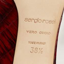 Pre Owned Sergio Rossi Red/Black Eel Leather Peep Toe Pumps Size 38.5