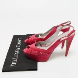 Pre Owned Sergio Rossi Pink Suede Platform Slingback Sandals Size 38.5