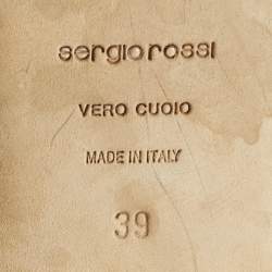 Pre Owned Sergio Rossi Black/Cream Leather Ankle Strap Flat Sandals Size 39