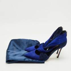Pre Owned Sergio Rossi Blue/Navy Blue Suede Cut Out Pumps Size 36.5