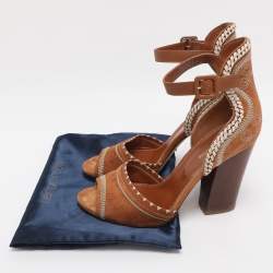 Pre Owned Sergio Rossi Brown Suede Ankle Strap Sandals Size 38