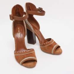 Pre Owned Sergio Rossi Brown Suede Ankle Strap Sandals Size 38