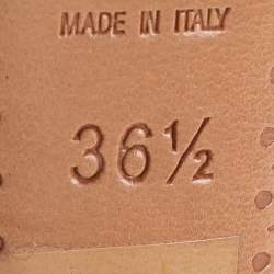 Pre Owned Sergio Rossi White/Brown Leather Bow Ankle Strap Sandals Size 36.5