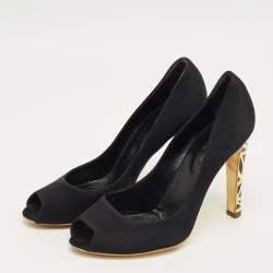 Pre Owned Sergio Rossi Black Fabric Peep Toe Pumps Size 41