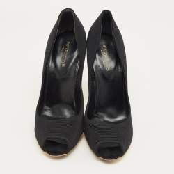 Pre Owned Sergio Rossi Black Fabric Peep Toe Pumps Size 41