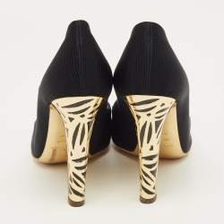 Pre Owned Sergio Rossi Black Fabric Peep Toe Pumps Size 41