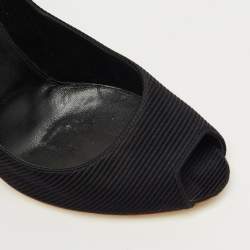 Pre Owned Sergio Rossi Black Fabric Peep Toe Pumps Size 41