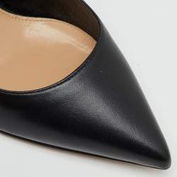 Pre Owned Sergio Rossi Black Leather Pointed Toe Block Heel Pumps Size 41