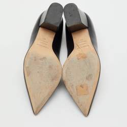 Pre Owned Sergio Rossi Black Leather Pointed Toe Block Heel Pumps Size 41