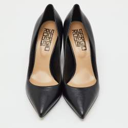 Pre Owned Sergio Rossi Black Leather Pointed Toe Block Heel Pumps Size 41