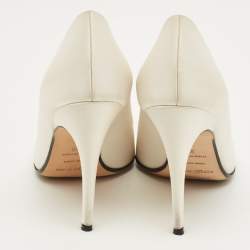 Pre Owned Sergio Rossi Cream Satin Rose Pearl Applique Pumps Size 36