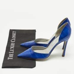 Pre Owned Sergio Rossi Blue Eel Leather D'orsay Pumps Size 38