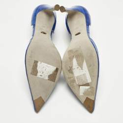 Pre Owned Sergio Rossi Blue Eel Leather D'orsay Pumps Size 38