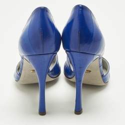 Pre Owned Sergio Rossi Blue Eel Leather D'orsay Pumps Size 38