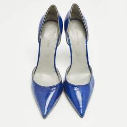 Pre Owned Sergio Rossi Blue Eel Leather D'orsay Pumps Size 38
