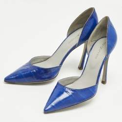 Pre Owned Sergio Rossi Blue Eel Leather D'orsay Pumps Size 38