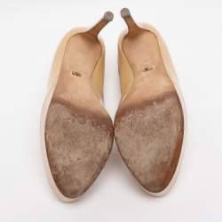 Pre Owned Sergio Rossi Size 39 Beige Patent Leather Platform Pumps