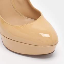 Pre Owned Sergio Rossi Size 39 Beige Patent Leather Platform Pumps