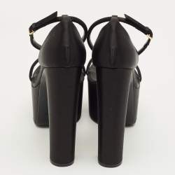 Pre Owned صندل سيرجيو روسي سيور بلاتفورم ساتان أسود كعب عريض مقاس 41.5