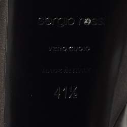 Pre Owned صندل سيرجيو روسي سيور بلاتفورم ساتان أسود كعب عريض مقاس 41.5