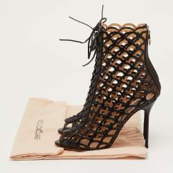 مملوكة مسبقًا حذاء بوت كاحل سييرجيو روسي دانتيل جلد أسود مقطع مقاس 40