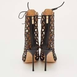 مملوكة مسبقًا حذاء بوت كاحل سييرجيو روسي دانتيل جلد أسود مقطع مقاس 40