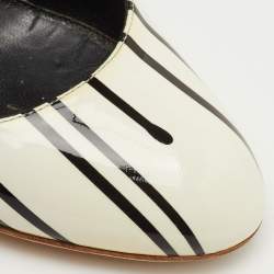 مملوكة مسبقًا حذاء كعب عالي سيرجيو روسي جلد براءات اختراع أبيض/أسود طلاء قطرة مقاس 37