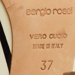 مملوكة مسبقًا حذاء كعب عالي سيرجيو روسي جلد براءات اختراع أبيض/أسود طلاء قطرة مقاس 37