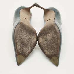 Pre Owned حذاء كعب عالي سيرجيو روسي جلد أزرق مقدمة مدببة مقاس 38.5