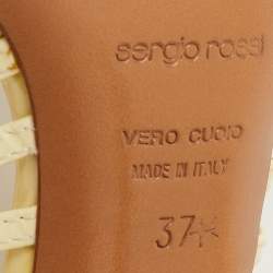 مملوكة مسبقًا Sergio Rossi Size 37.5 Cream Patent Leather Cut Out Slingback Sandals