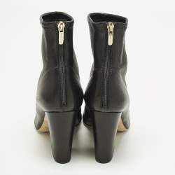 Pre Owned حذاء بوت للكاحل بكعب عريض سيرجيو روسي جلد أسود مقاس 39