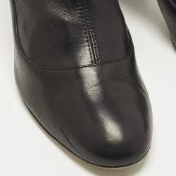 Pre Owned حذاء بوت للكاحل بكعب عريض سيرجيو روسي جلد أسود مقاس 39