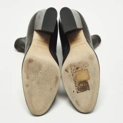 Pre Owned حذاء بوت للكاحل بكعب عريض سيرجيو روسي جلد أسود مقاس 39