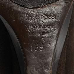 Pre Owned حذاء الكعب العالي سيرجيو روسي أسود أسود خشب بني مقاس 39